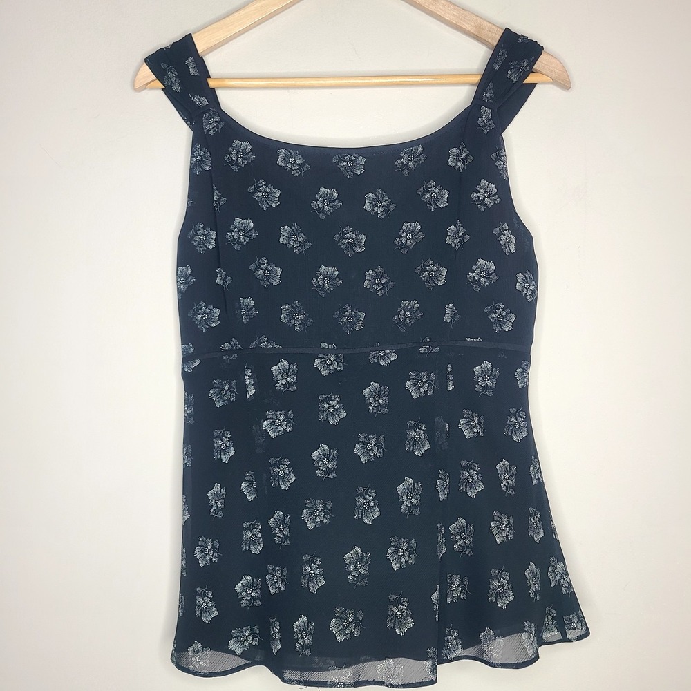 Vtg Y2K Ann‎ Taylor Sz 12P Babydoll Cami Top Whimsigoth Fairy Chiffon - Picture 4 of 6